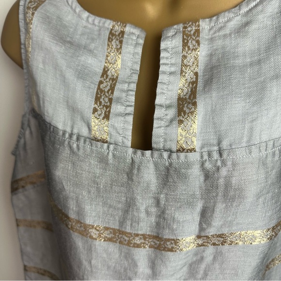 Studio 412 Grayish Metallic Gold Artsy Striped Detail Sleeveless Dress NWOT S - Picture 6 of 16